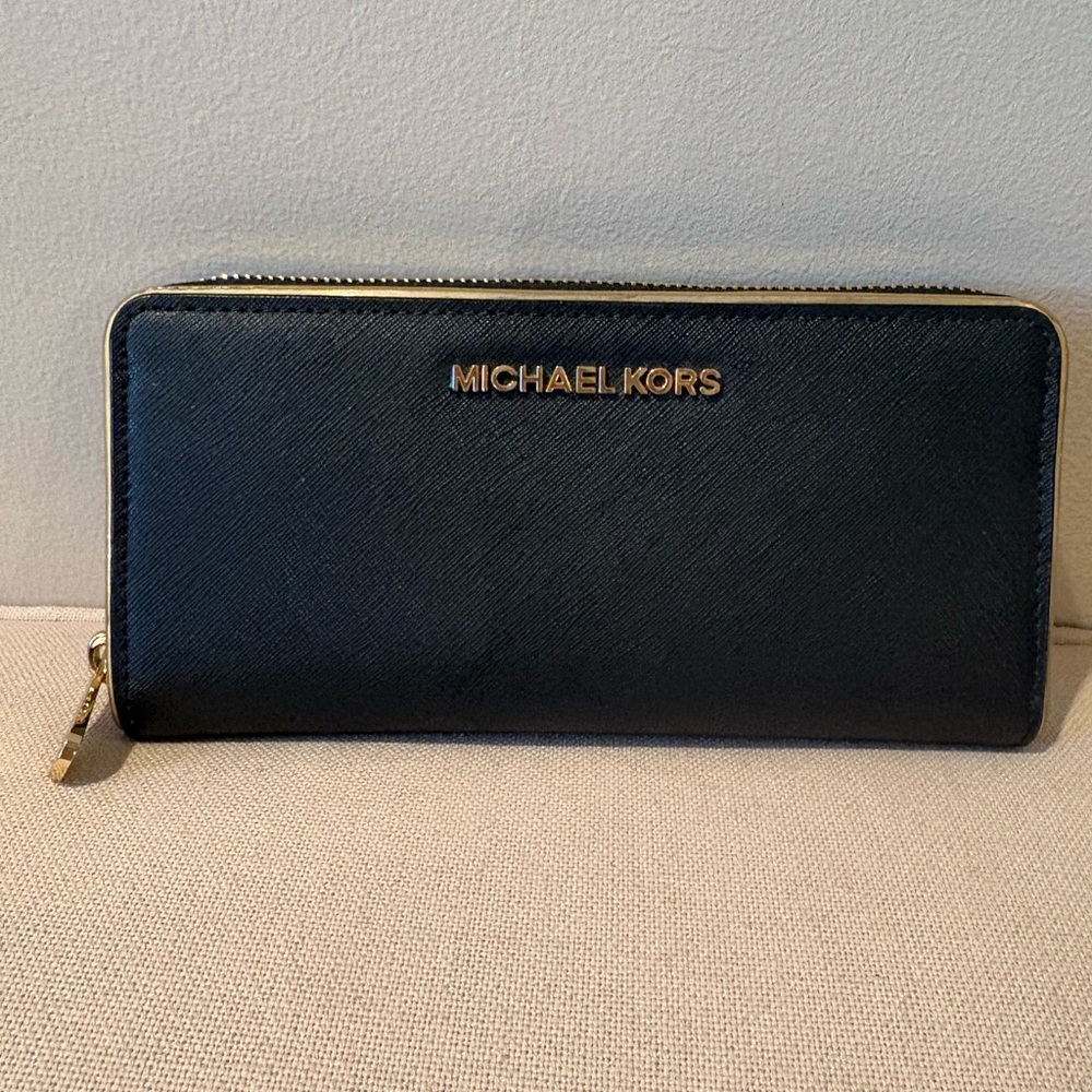 Michael Kors Black Wallet with Gold Logo